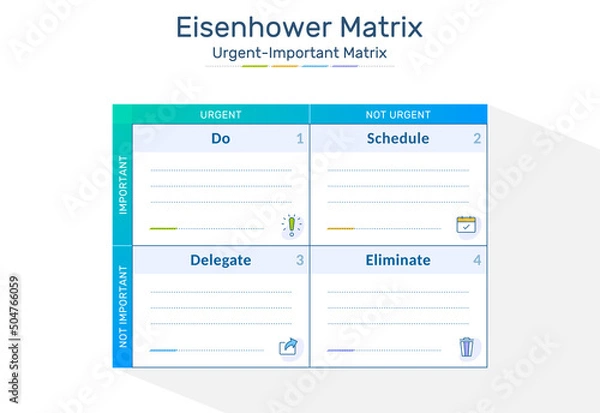 Obraz Eisenhower Matrix, urgent important matrix, Prioritize task, Task Management, Project Management, Process infographics
