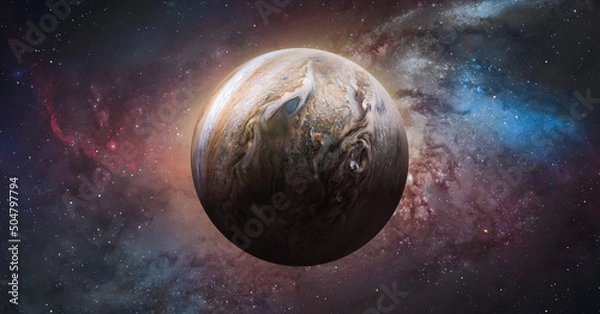 Fototapeta Jupiter planet sphere. Exploration and expedition on Jupiter planet in space. Solar system. Elements of this image furnished by NASA

