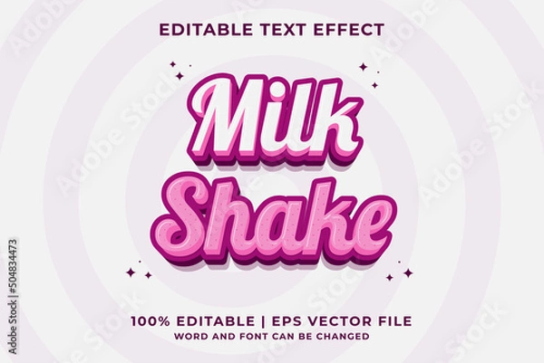 Fototapeta 3d Milk Shake Cartoon Editable Text Effect Premium Vector