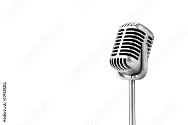 Fototapeta Retro style microphone isolated on white background