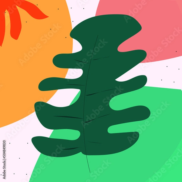 Fototapeta Abstract Hand drawn leaves seamless pattern. Tropical jungle leaves and various shapes. contemporary seamless patterns. Modern art