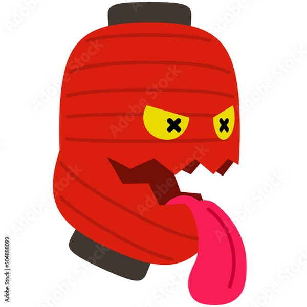 Fototapeta 気絶する提灯のお化けのイラスト