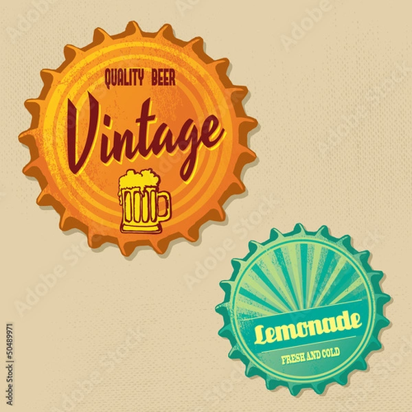 Obraz Retro bottle cap Design - Vintage and grunge style