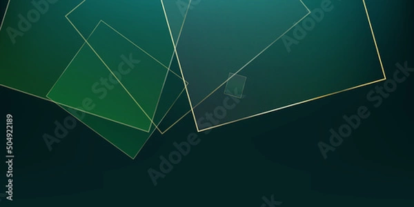 Fototapeta Green Business Cover with Gold Lines. Rich VIP Silver Geo Card. Emerald Gold Wallpaper. New Year Sparkle Background. Green Geo Business Squares Paper. Royal Falling Triangular Banner.