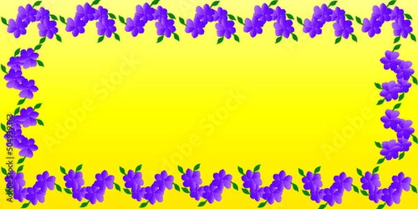 Obraz yellow background and flowers border frame