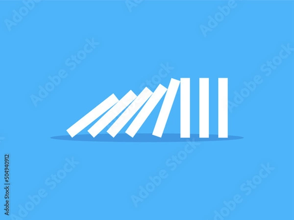 Fototapeta Falling dominoes on a blue background. Domino effect. Vector illustration..