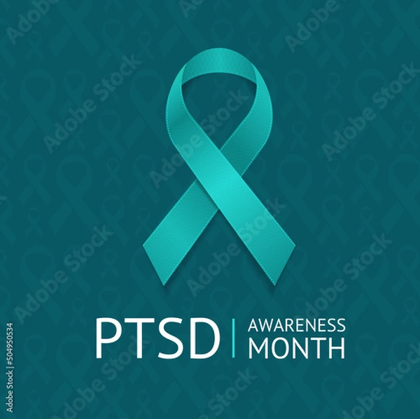 Fototapeta PTSD or Post Traumatic Stress Disorder Awareness Month Concept. Vector