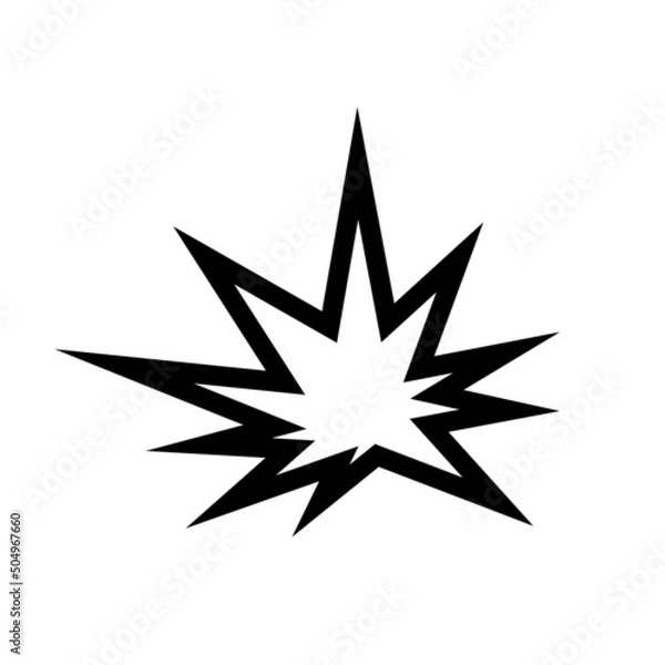 Fototapeta Explosion black vector icon, bang symbol on white