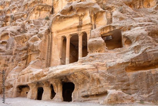 Fototapeta The monument with columns in Al Beidha or Little Petra, Wadi Musa, Jordan