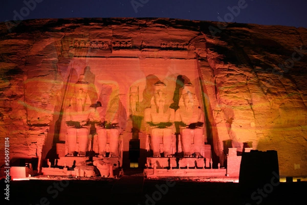 Fototapeta Sound and Light Show at Abu Simbel temples, Aswan, Egypt