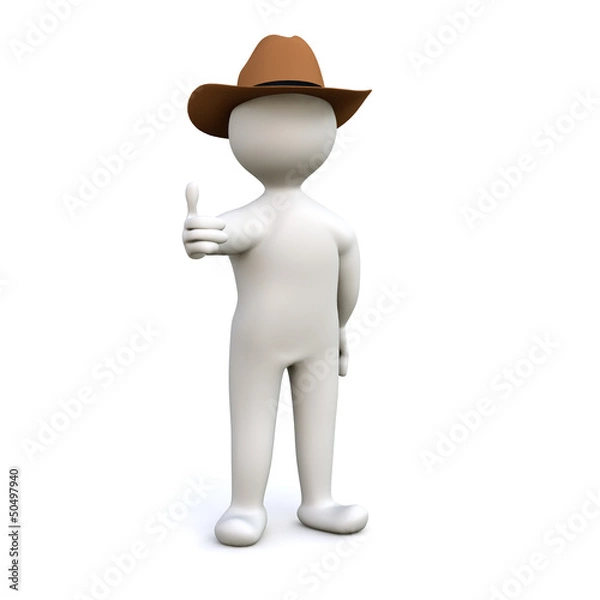 Fototapeta 3D Man with cowboy hat