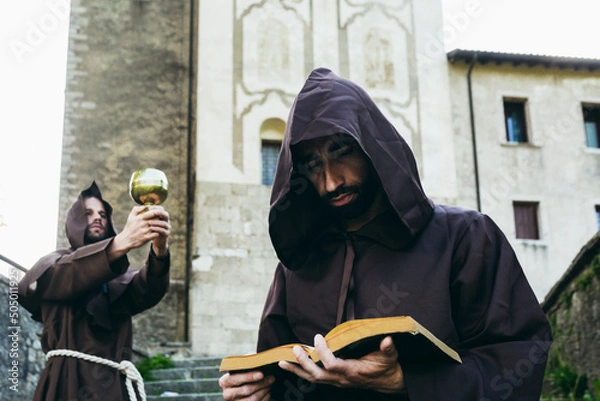 Fototapeta The two monks with the grail