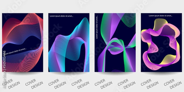 Obraz Abstract minimal geometric backgrounds set. Geometric pattern with wavy abstract shapes. For printing on covers, banners, sales, flyers. Modern design. Vector.