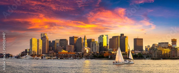 Obraz Boston cityscape at sunset