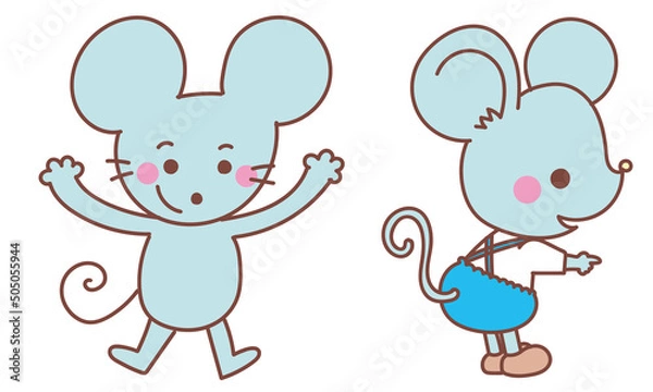 Fototapeta ノーマルネズミと服を着たネズミのセット