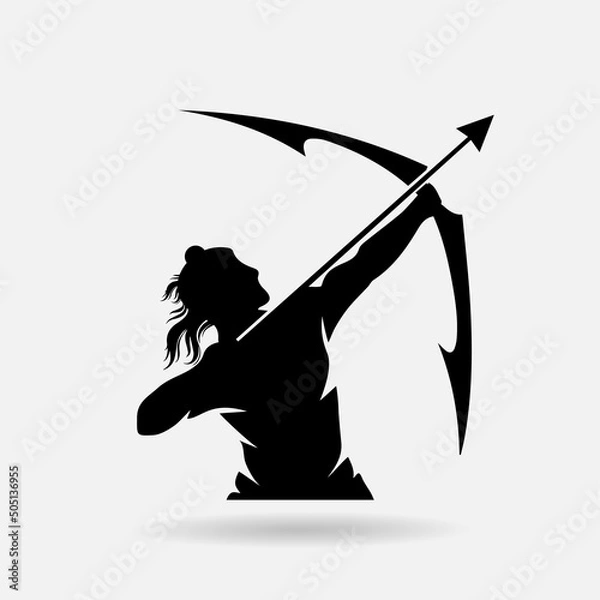 Fototapeta silhouette of man bow arrow vector illustration