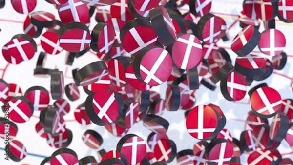Fototapeta 3D render Denmark flag hockey pucks wallpaper