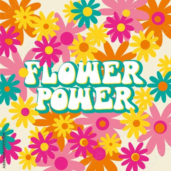 Obraz  Flower power. Hippie style lettering. Vector illustration