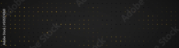 Obraz Abstract tech background with little yellow squares. Dark black grey business backdrop. Black Friday. Crypto currency style. HUD modern banner. Luxury diamond design. Geometric blockchain illustration