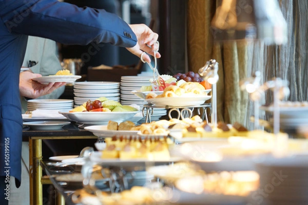 Obraz International buffet in the hotel for meetings and seminars, dining together.