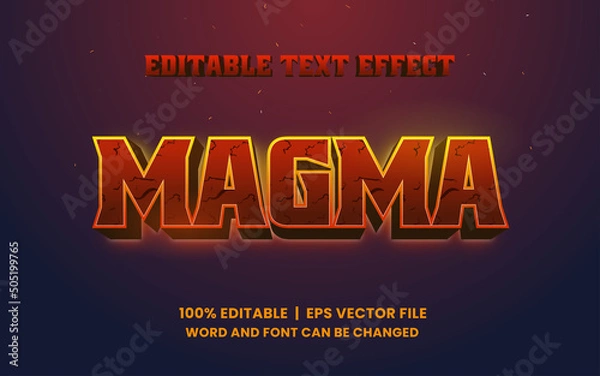 Fototapeta editable text effect with realistic red volcano magma game style