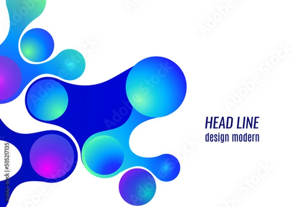 Fototapeta Colored gradient bubbles and rounded geometric shapes, fluid on white. Geometric minimal abstract background for wallpaper, banner, background, landing page. Vector