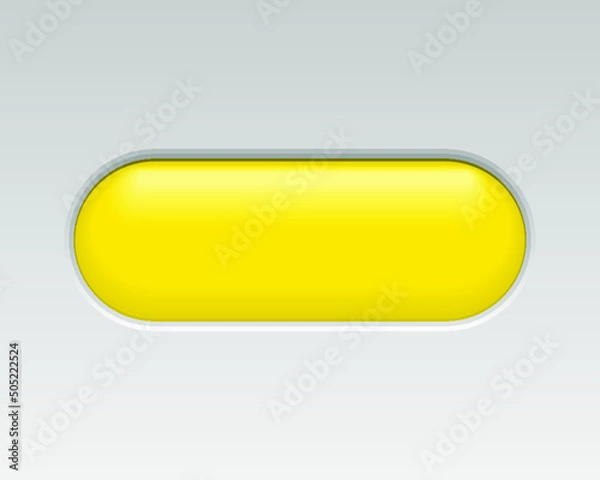 Fototapeta blank yellow button isolated on a white background. 3d rendering