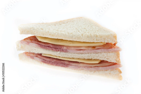 Obraz sandwich ham cheese on white background