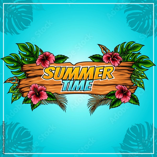 Obraz summer wooden sign vector illustration