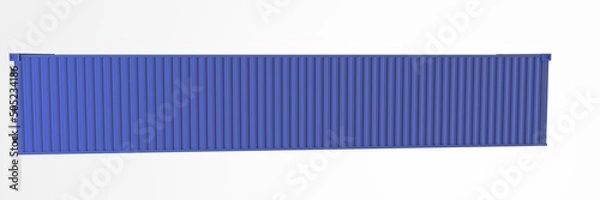 Fototapeta Standard blue cargo container isolated on white background, side view. Modern industrial shipping equipment
