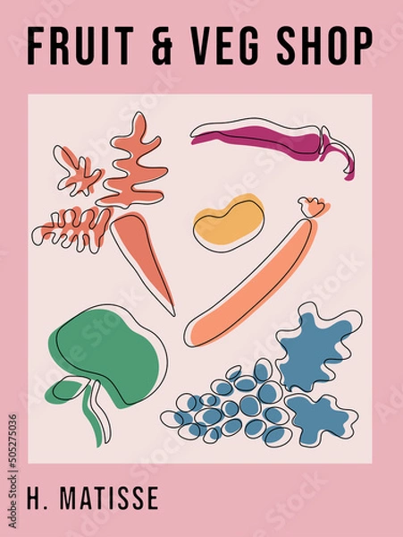 Obraz Matisse Abstract Art Poster, Fruit And Vegetable Advertisement, Aesthetic Modern Art, Boho Decor, Minimalist Art