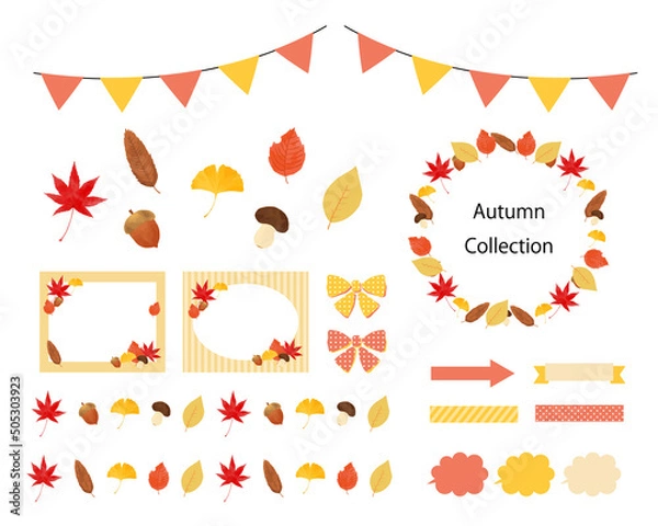 Obraz 紅葉のイラスト素材セット