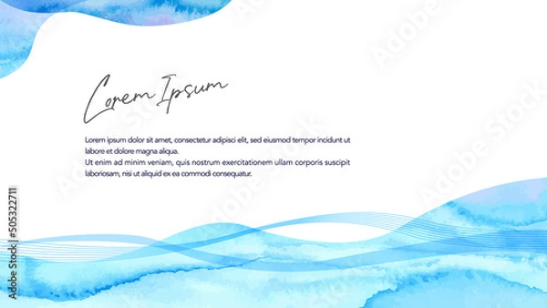 Fototapeta 水彩画イメージのタイトル背景-青