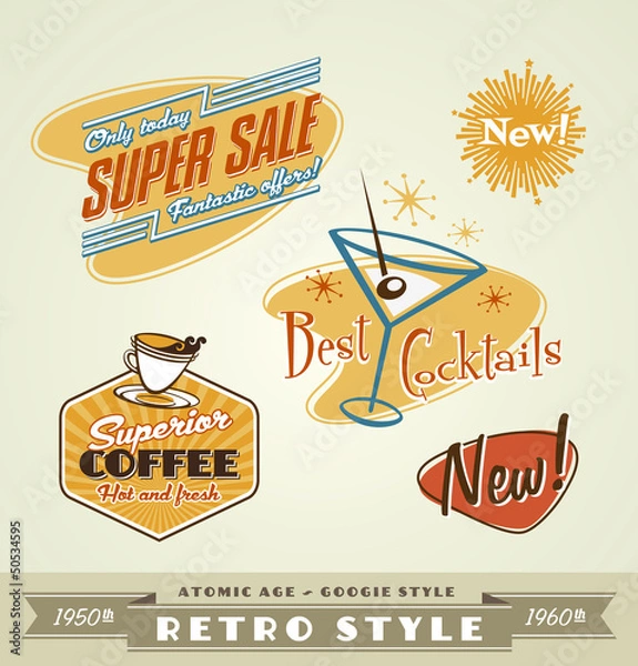 Obraz Vintage retro herby i etykiety