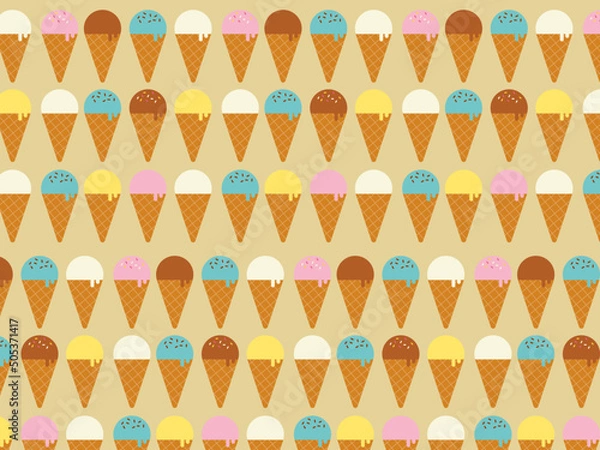 Fototapeta アイスクリームのイラストのパターン、背景用素材