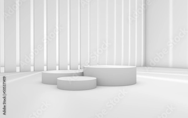 Obraz 3d display product beige minimal scene with geometric podium platform. cylinder background vector 3d rendering with podium. stand for cosmetic products