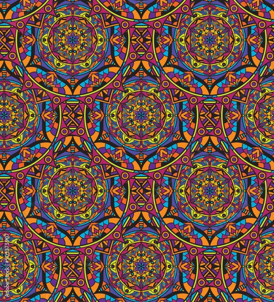 Fototapeta Seamless repeating oriental pattern. Mandala illustration..