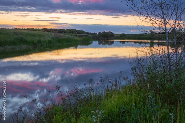 Obraz Summer evening by the river