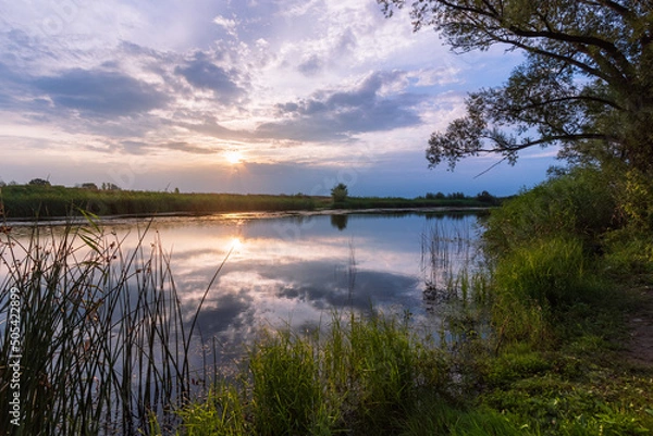 Obraz Summer evening by the river