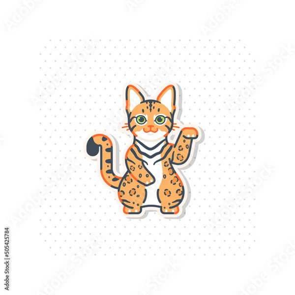 Obraz bengal cat breeds illustration with maneki style pose
