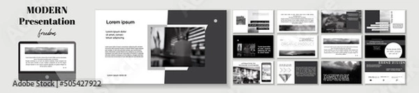 Fototapeta Set of business plan presentation template. Social media pack. Easy use in modern blog posts or Editable simple info banner, trendy book.  Bright web flyer work. For app, digital display style.