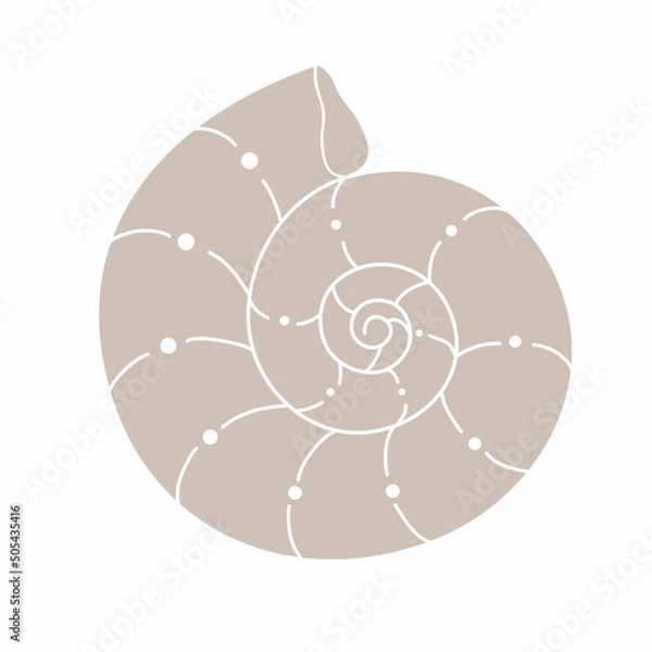 Fototapeta Seashell icon, seashell sign vector graphic, line template on white background, eps 10.Seashells in fashionable minimal style. Shell, snail, scallop illustration and for website, t-shirt print, tattoo