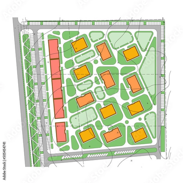 Fototapeta Vector blueprint of an architectural masterplan