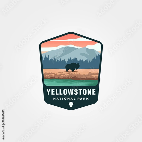 Fototapeta yellowstone national park logo design, united states national park sticker patch illustration design