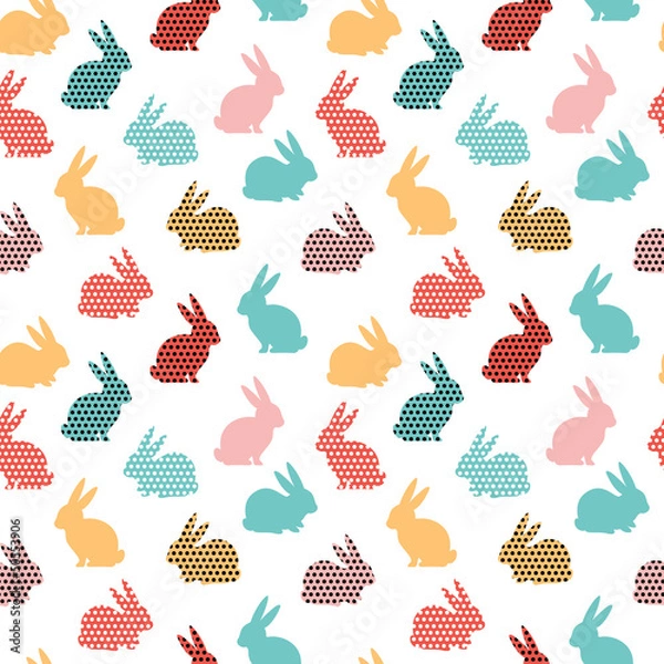 Fototapeta Cute seamless pattern with bunnies