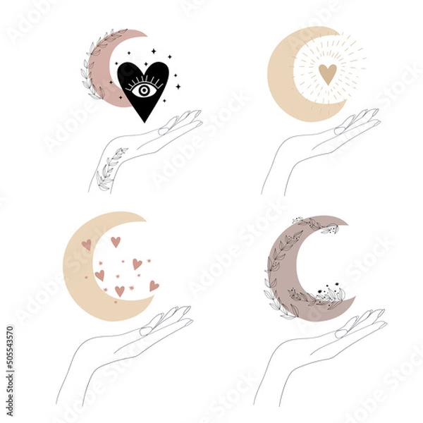 Fototapeta Hands and moon. 