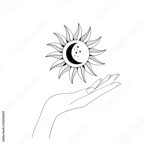 Fototapeta Hands and moon. 