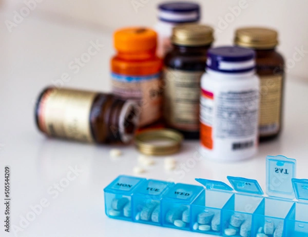 Obraz pills and vitamins, epidemic control