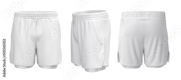 Obraz Running Shorts. Shorts template front, back, white colour. Mock-up 3D rendering