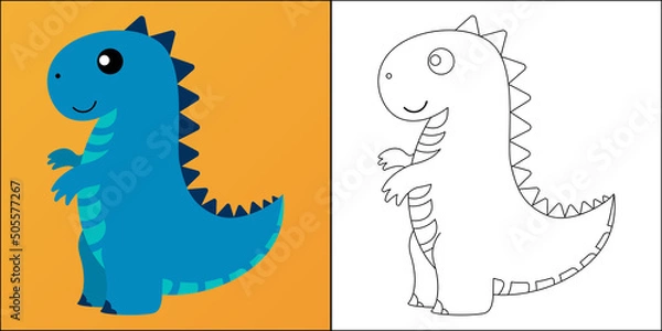 Fototapeta Cute Tyrannosaurus rex suitable for children's coloring page vector illustration